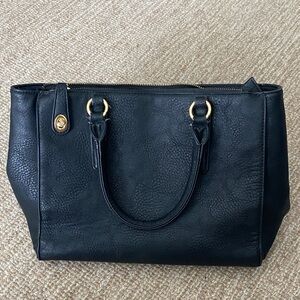 Elegant Black Leather Tote Bag
